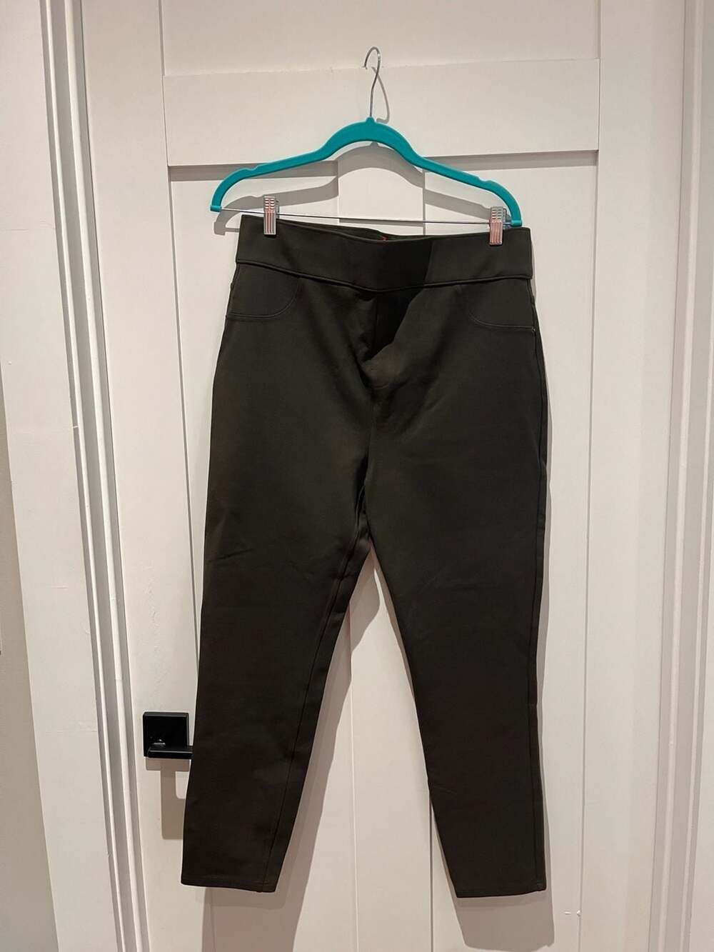 Spanx Women's The Perfect Pant Slim Straight Leg Pants in Olive Green